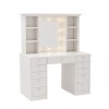 45.3"W Stylish Vanity Table with 11 Drawers & LED Lighted Mirror, 3 Color Lighting Modes Brightness Adjustable, White - ModernLuxe - 4 of 4
