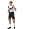 Men's Retro 2-Piece Outfit - Shorts Jumpsuit with Floral Straps and White V Neck Shirt Vintage Costume for Parties - 3 of 4