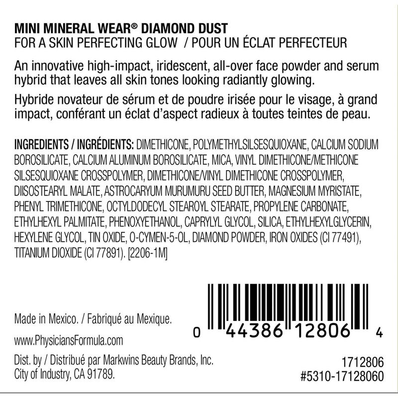 PhysiciansFormula Mini Mineral Wear Diamond Dust - 0.1oz: Ethically-Sourced Shimmer, Sensitive Skin Safe, Vegan, 3 of 8