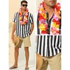 Lars Amadeus Men's Summer Regular Fit Short Sleeves Hawaiian Striped Shirt - 4 of 4