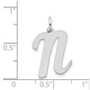 Black Bow Jewelry 14k White Gold, Madison Collection LG Classic Script Initial N Pendant - 4 of 4
