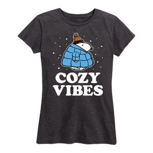 Women's - Peanuts - Snoopy Winter Fun Short Sleeve Graphic T-Shirt - 1 of 4