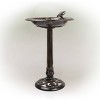 27" Polyresin Antique Style Outdoor Birdbath with Bird Figurine, Weather-Resistant - Alpine Corporation - 3 of 4