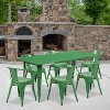 Emma and Oliver Commercial Grade Rectangular Metal Indoor-Outdoor Table Set with 6 Arm Chairs - 2 of 4