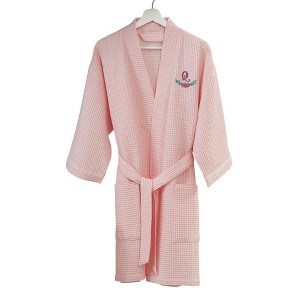 Personalization Mall Floral Initial Waffle Weave Robe, Blush, Q - 1 of 2