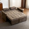 57 Inch Loveseat Pull Out Beds,Sleeper Sofa with a Reversible Backrest Cushion, Side Pockets,Two USB Ports and a Phone Holder-Maison Boucle - 3 of 4