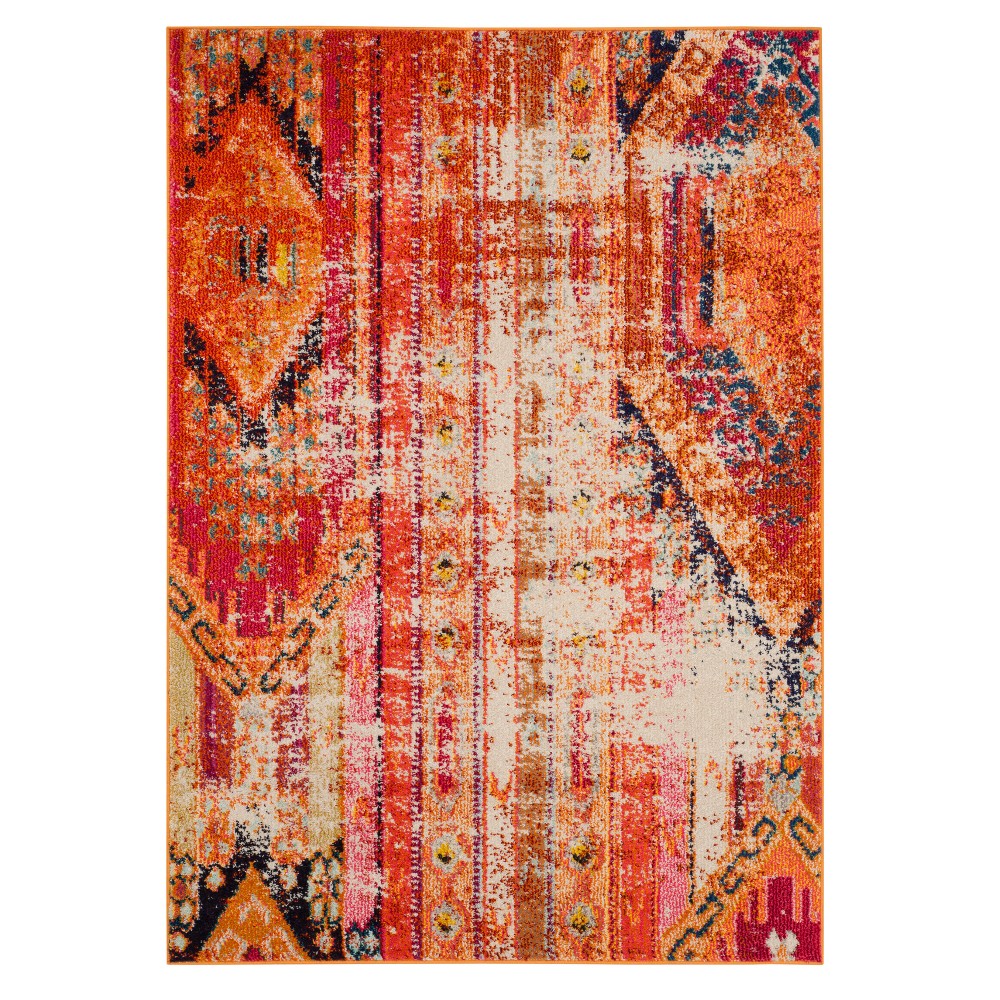 4'x5'7in Bridget Geometric Loomed Accent Rug Orange/Multi - Safavieh