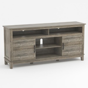 63" Farmhouse TV Stand for 70 Inch, TV Semi-Open Double Door Cabinet with Adjustable Shelves – Entertainment Center with 8 Storage Compartments - 1 of 4