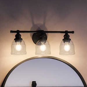 Urban Ambiance Luxury Vintage Bath Light 7.875''H x 21''W,  Midnight Black Finish,  Phoenix Collection, UHP4306 - 1 of 4