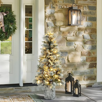 4-Foot White Birch Pre-Lit Potted Christmas Tree with Lights