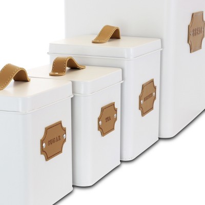 MegaChef Kitchen Food Storage and Organization 5 Piece Canister Set in White — фото 5