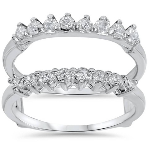 14k white gold 5/8ctw journey diamond ring guard