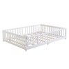 CAVINAS Kids Toddler Bed with Door,Full/Twin/Queen Size Floor Bed with Fence,Montessori Bed for Bedroom Playroom,Brown/White/Gray - 2 of 4