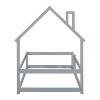 DOMETOUR Twin Size Wood bed with House-shaped Headboard Floor bed with Fences,Grey - 2 of 4