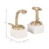 Decorative Metal Snake Bookends on Marble Base - Artistic Accessories for Home Library, Bookshelf, Desk, and Office Decor - Set of 2, 6", Gold & White - 4 of 4