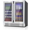 RLPI 30 in. Dual Zone Built-In/Freestanding Cooler, 60 Wine Bottles and 130 Cans, Stainless Steel with RGB LED - 2 of 3