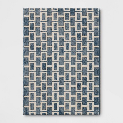 5'x7' Modern Geometric Outdoor Area Rug Blue - Threshold™