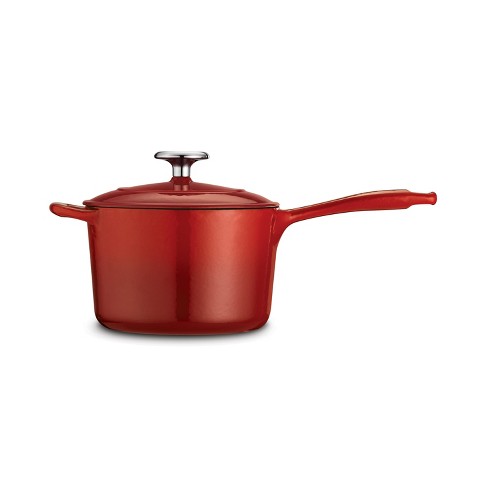 Tramontina Gourmet 2.5qt Enameled Cast Iron Sauce Pan With Lid Red : Target