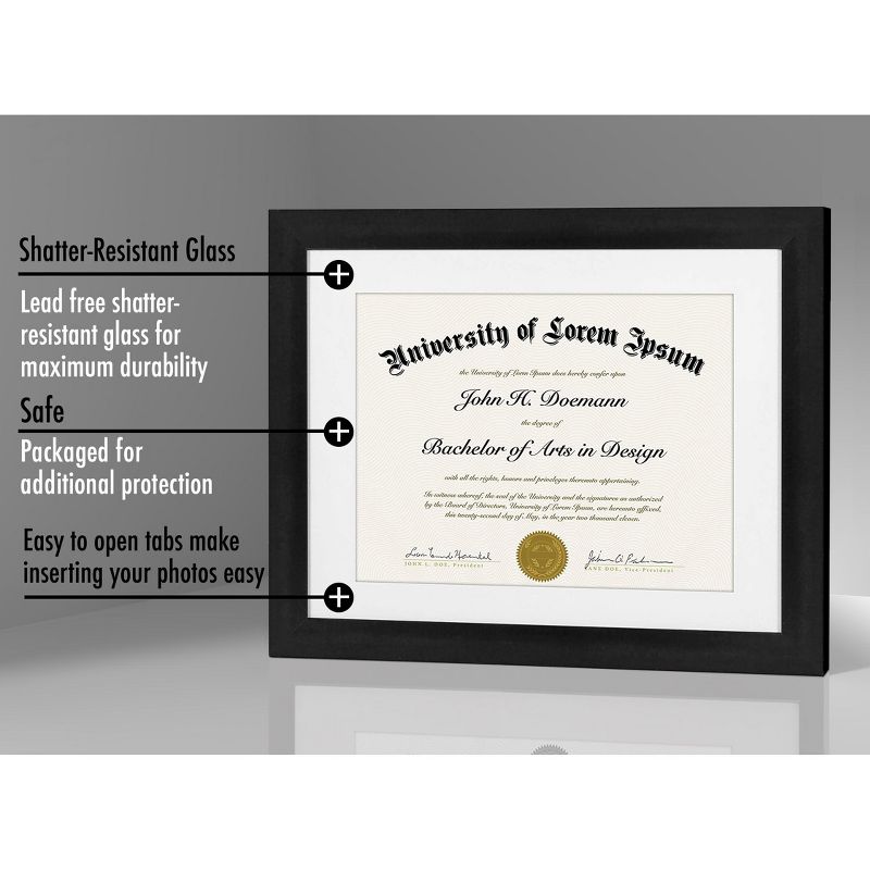 Americanflat Diploma Frame with tempered shatter-resistant glass - Available in a variety of sizes, 4 of 8