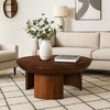 Royal Hampton 35 Inch Coffee Table | Handcrafted Round Mango Wood Top | Modern Curved Tripod Legs - 3 of 4