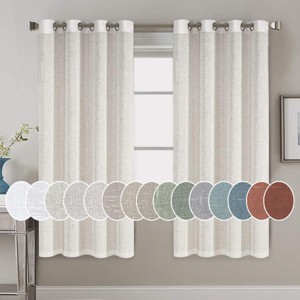 Living Room Linen Curtains Nickel Grommet Energy Saving Light Filtering Semi Sheer Curtain - 1 of 4