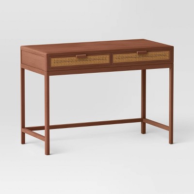 Minsmere Writing Desk with Drawers Brown - Threshold™: Rattan Style, Home Office Furniture, Study Table