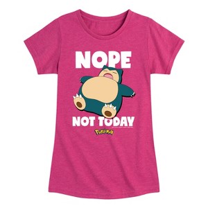 Girls' - Pokémon - Nope Not Today Snorlax Fitted Short Sleeve Graphic T-Shirt - 1 of 4