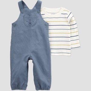 Carter's Just One You® Baby Boys' Striped Pocket Overalls - Blue - 1 of 4