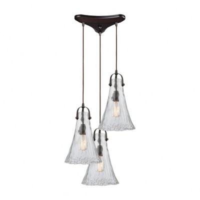 Elk Home Hand Formed Glass 3 - Light Pendant in  Oil Rubbed Bronze
