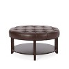 PAGED Round Footrest Ottoman Modern Coffee Table with Tempered Glass Top, Velvet Entryway Ottoman Bench for Living Room, Bedroom - 2 of 4