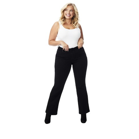 DressBarn Women's Plus Westport Signature 5 Pocket Bootcut High Rise Jeans  with Hidden Tummy Solution, Black - 18W