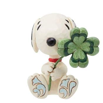 Jim Shore 2.5 Inch Snoopy Holding Clover Mini Clover Peanuts Animal Figurines