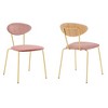 Set of 2 Neo Modern Velvet and Metal Leg Dining Room Chairs Pink/Gold - Armen Living: Chrome-Plated, Foam-Filled, Armless Design - 2 of 4