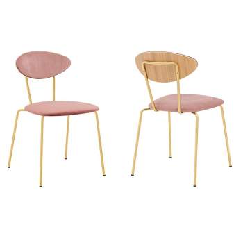 Set of 2 Neo Modern Velvet and Metal Leg Dining Room Chairs - Armen Living