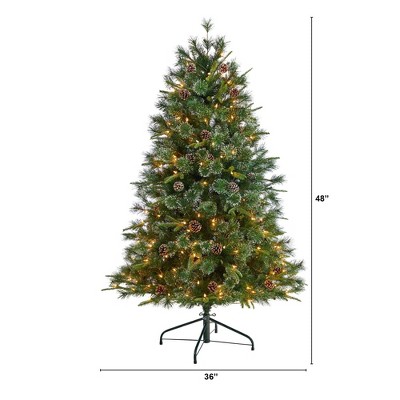 4ft Snow Tipped Pine Artificial Christmas Tree with Lights