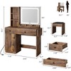 Modern Makeup Vanity Desk Set - LED Illuminated Mirror Vanity with Storage Drawers, Cabinet & Stool - Electrical Outlet Included - for Bedroom - 3 of 4