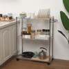 3-Tier Adjustable Kitchen Rolling Carts On Wheel, Commercial Grade Metal Service Cart, Steel Heavy Duty Utility Cart, Wire Shelving and Handle Bar - 2 of 4