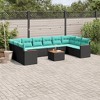 vidaXL Patio Sofa Set Black, Blue - Black With Table - 2 of 4