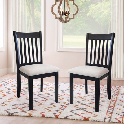NicBex Dining Chair Set of 2 Modern Leather Kitchen Armless Accent Chair with Wood Legs for Dining Room,Black