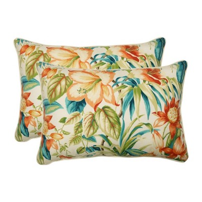 Botanical Glow Outdoor 2pc Throw Pillow Set - Blue - Pillow Perfect