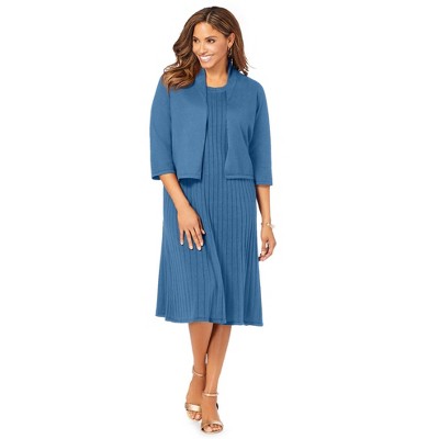 Jessica London Women's Plus Size 2-Piece Sweater Jacket Dress