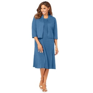 Jessica London Women's Plus Size 2-Piece Sweater Jacket Dress - 1 of 4