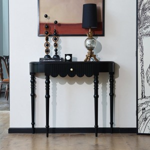 Elegant Black Solid Wood Console Table with Turned Legs for Entryway Storage - 1 of 4