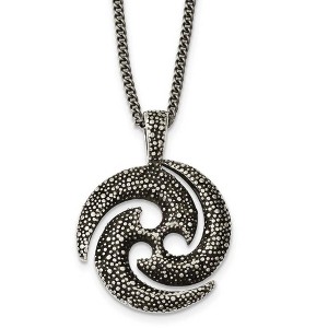 Black Bow Jewelry Antiqued & Textured Indigenous Circle Stainless Steel Necklace, 22 Inch - 1 of 4