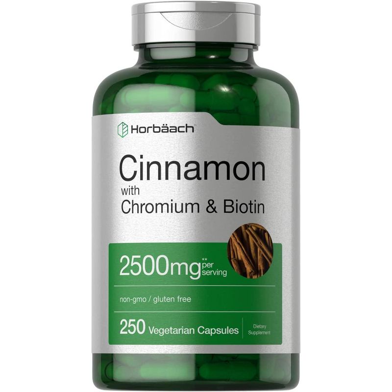 Horbaach Cinnamon Capsules 2500 mg | 250 Count | with Chromium & Biotin, 1 of 3