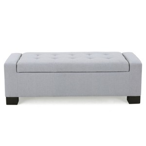 Gulches White Velvet Storage Ottoman Bench - Button-Tufted Design, 400LBS Capacity Metal Legs, Fully Assembled Except Legs for Bedroom/Living Room - 1 of 4