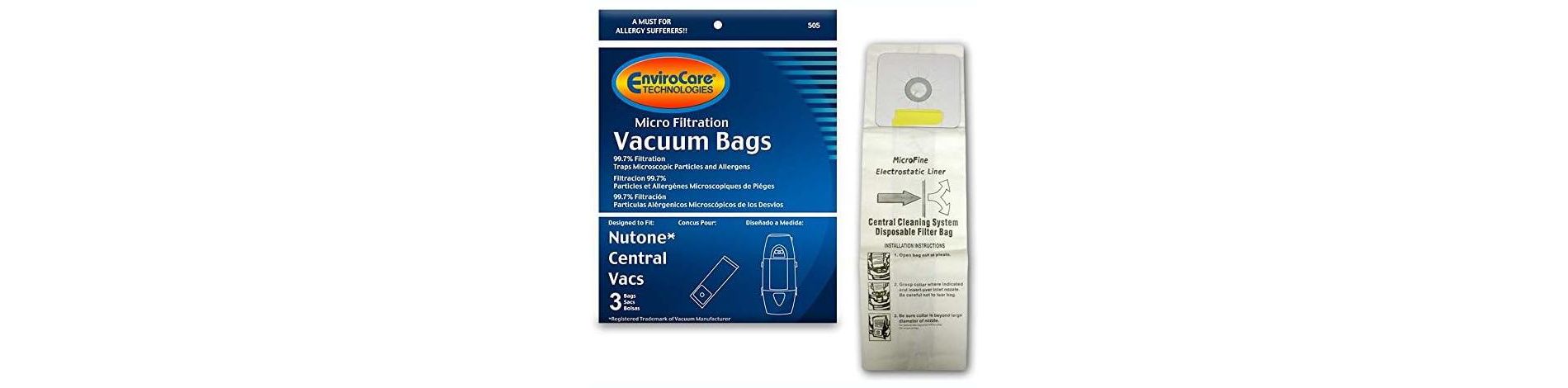 EnviroCare Replacement Micro Filtration Cleaner Dust Bags for Nutone Central Vacuums 3 Pack, White