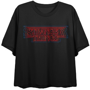 Stranger Things Classic Title Art Women’s Black Cropped Tee - 1 of 4