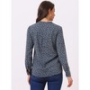 Allegra K Women's Floral Loose V Neck Long Sleeve Button-Up Shirt - 4 of 4