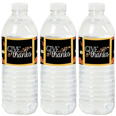 Big Dot of Happiness Give Thanks - Thanksgiving Party Water Bottle Sticker Labels - Set of 20